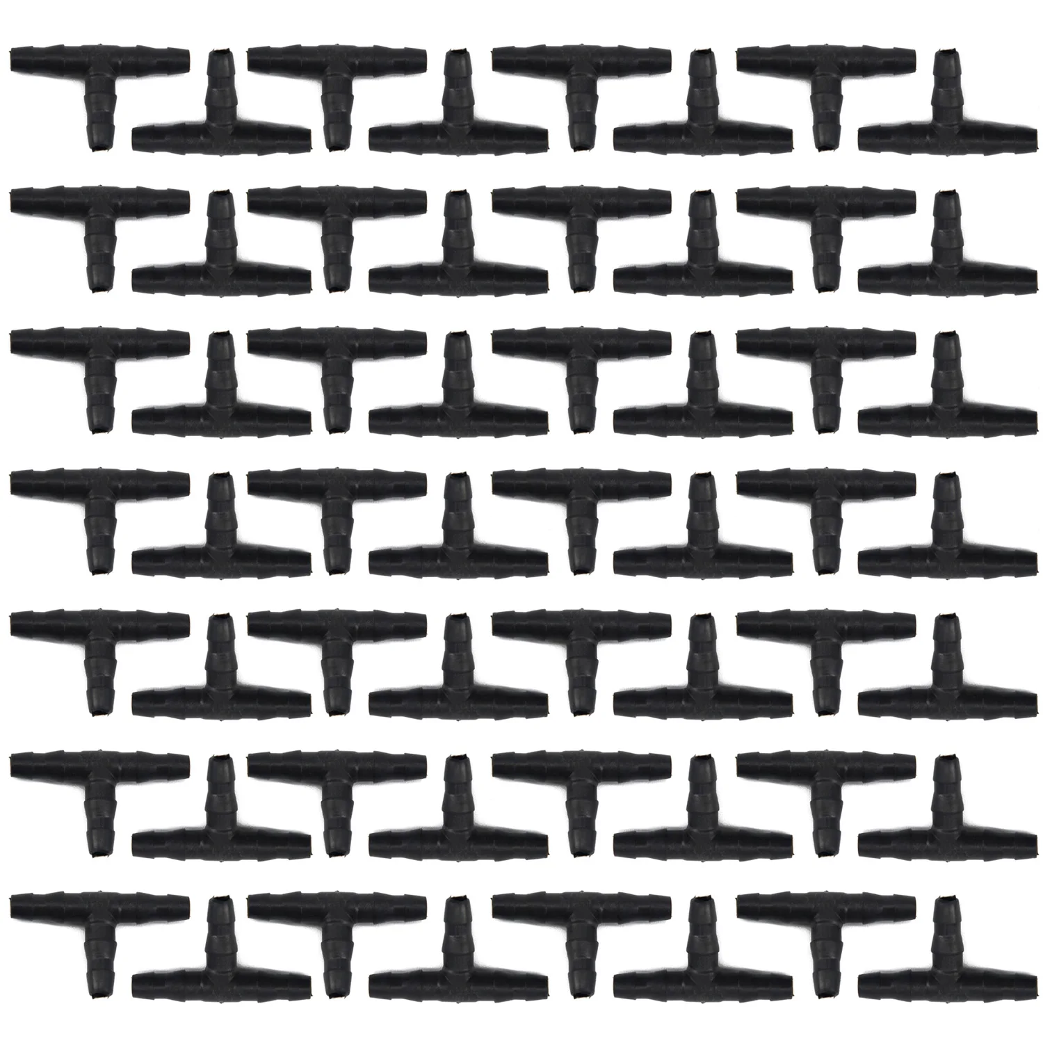 50pcs Plastic Tee Joint Hose Couplings for Use with 4mm / 7mm Tubing in Irrigation and Plant Watering Applications