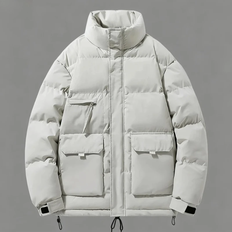 جديد عادية بلون الرجال الشتاء سترة قطن مع الوقوف طوق فضفاض سميكة القطن معطف دافئ سترة الخبز