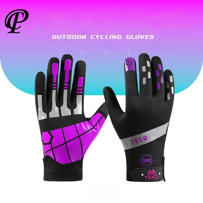 

Мотоциклетные перчатки для электрического велосипеда, силиконовые, нескользящие, износостойкие, отражающие 장갑, аксессуары для уличного велосипеда с сенсорным экраном