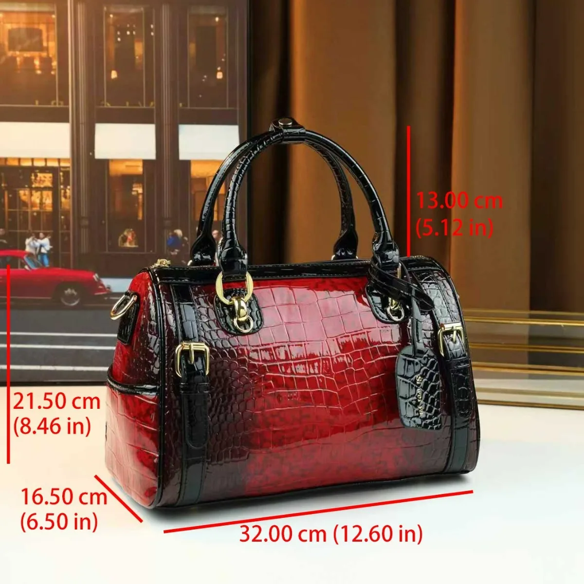New Crocodile Pattern Gradient Two Color Large Capacity Pillow Bag for Women, Handbag for Outing, Single Shoulder Crossbody Bag