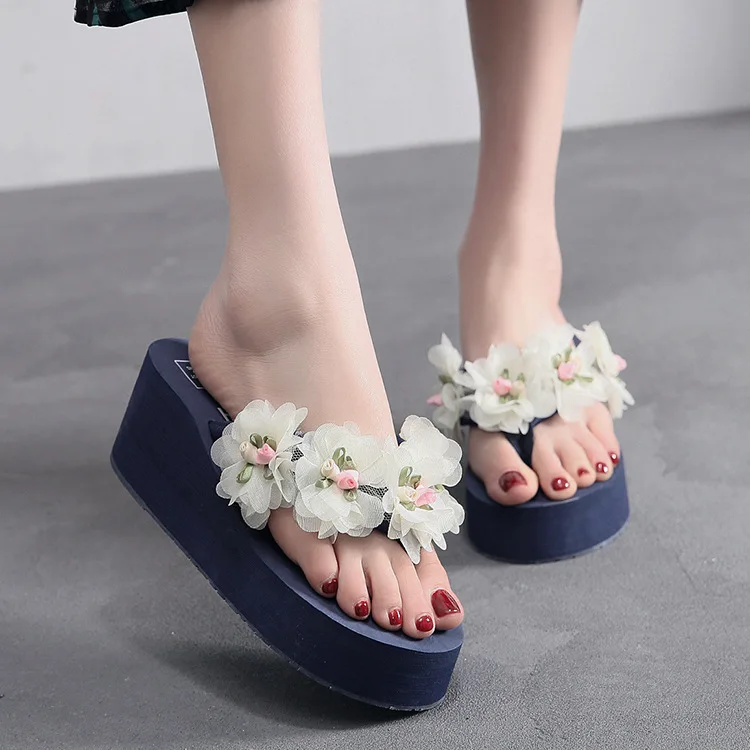 Shoes Low Slippers Flat Platform Summer Clogs Woman Rubber Flip Flops Flower Luxury Slides On A Wedge Beach Hawaiian Designer Ro