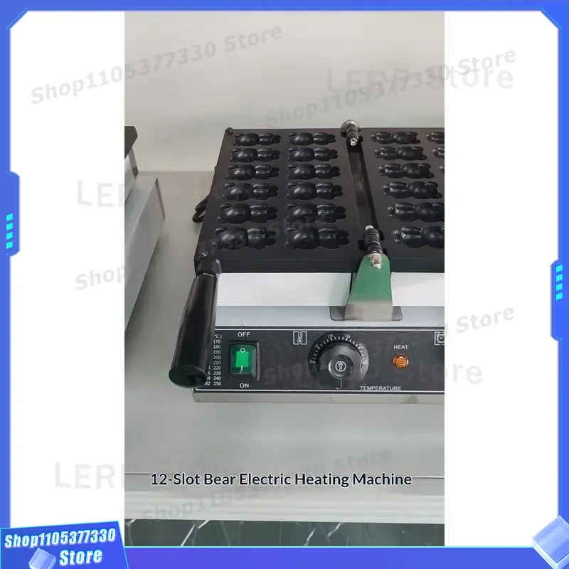 1500W Electric Mini Waffle Maker 12 Grid Stainless Steel Double Sided Heating Red Panda Shape Cake Machine for Outdoor Home