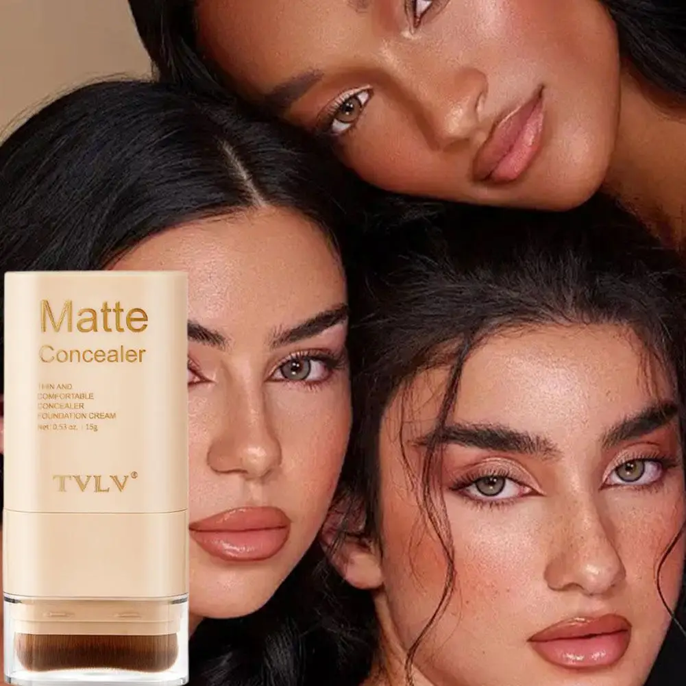 1 pçs luz úmida borracha fundação vara com escova corretivo de longa duração creme maquiagem para rosto beleza cosméticos