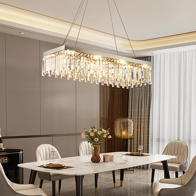 Luxury Crystal Ceiling Chandeliers Modern Lustres Gold Chrome Hanging Lamps for Ceiling LED Light Home Lamps for Dining Table