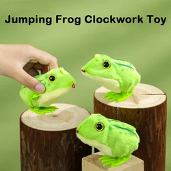 Cartoon Green Frog Toy Clockwork Frog Soft Plush Funny Wind Up Jumping Frog Children's Novelty Gift Toy Birthday Festivals Gift