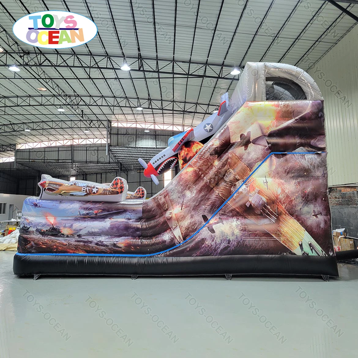 Customized Commercial Grade PVC Playground Airplane Themed Inflatable Double Slide Dry Slide for Sale