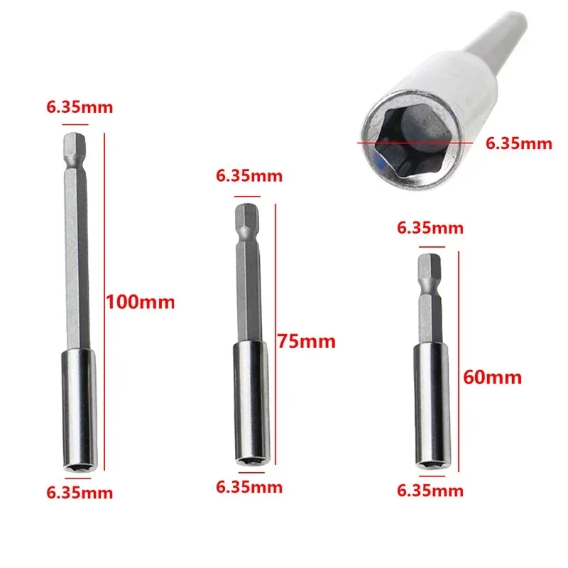 

Connecting Rod Extension Rod 1/4inch 1pc 45# Steel 60mm/75mm/100mm Drill Bits Sleeve Connecting Rod High Quality