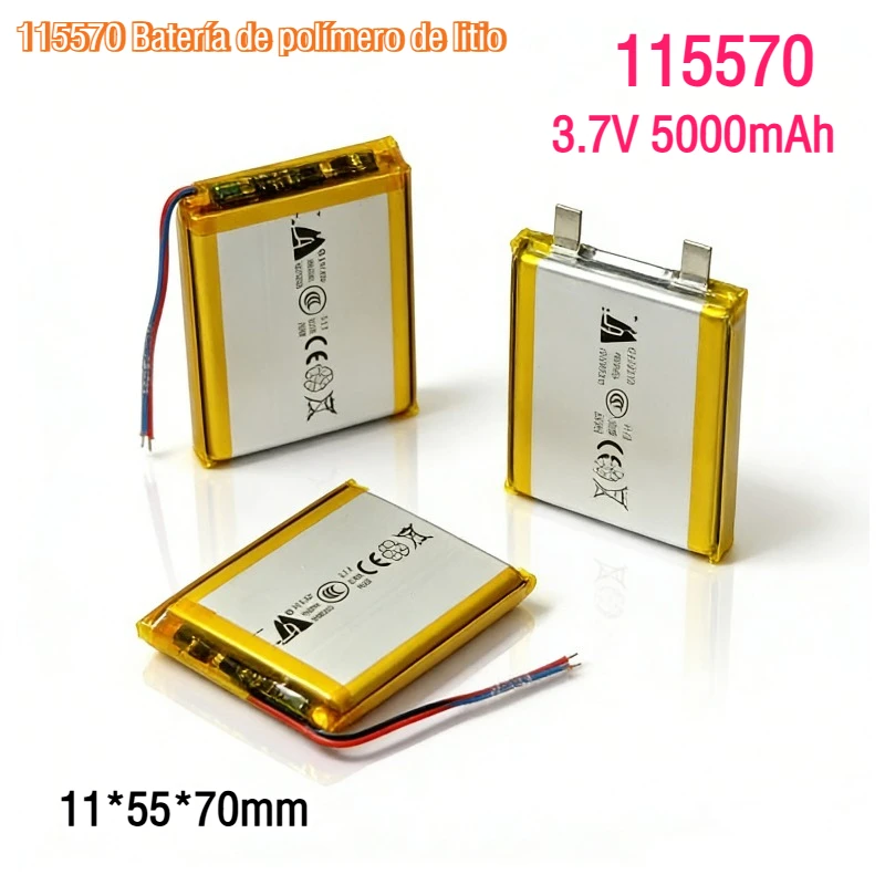 3.7V 5000mAh 115570 Li-Polymer Battery, 18.5Wh Rechargeable Li-ion Battery Pack with BMS Protection for Tablet DIY Projects GPS