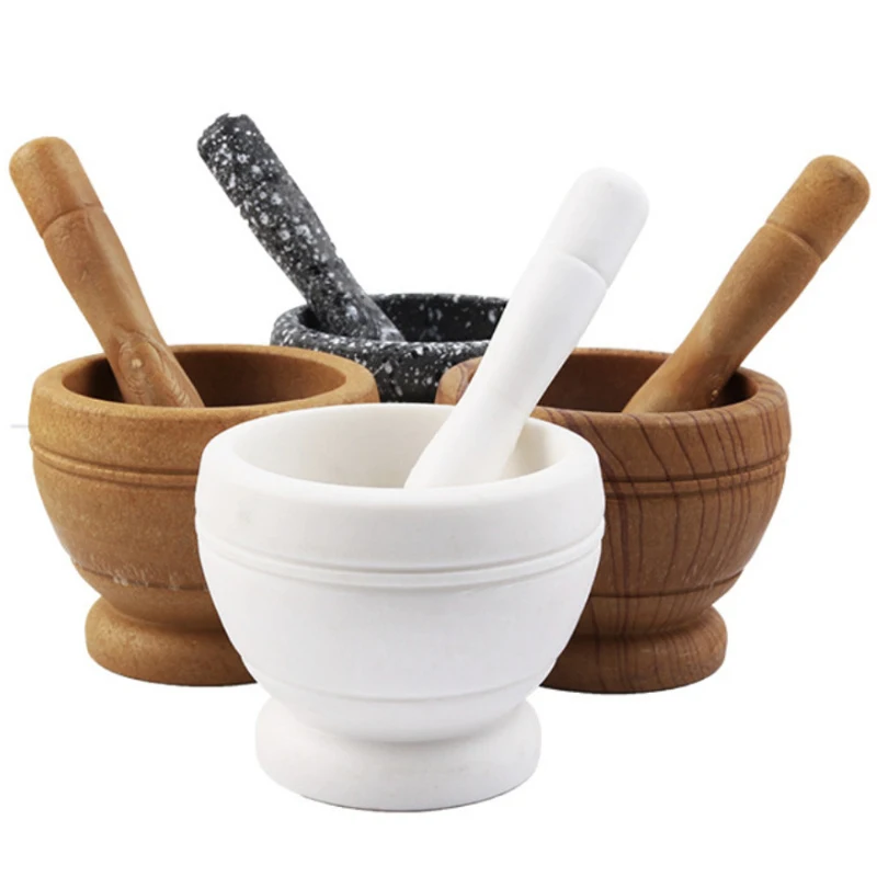 Pepper Mill Mortar Pestle Pugging Pot Garlic Spice Grinder Pharmacy Herbs Bowl Mill Crusher Spices Teas Resin Bowl Kitchen Tools