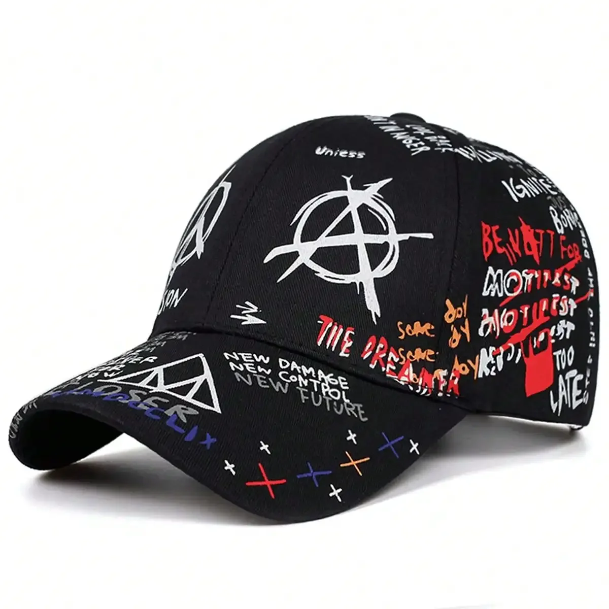 Unisex Colorful Eye Graffiti Print Baseball Caps Outdoor Adjustable Spring and Autumn Casual Sunscreen Hat