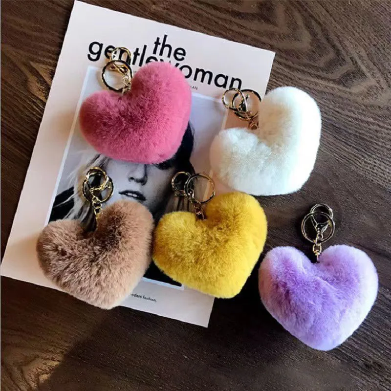 Porte-Clés Créatif en Forme de Mini Cœur en Peluche pour Femme, Pompon, Amour, Clé de Voiture, JOBags, Pendentif Boule de Cheveux, Bijoux, Nouvelle Collection