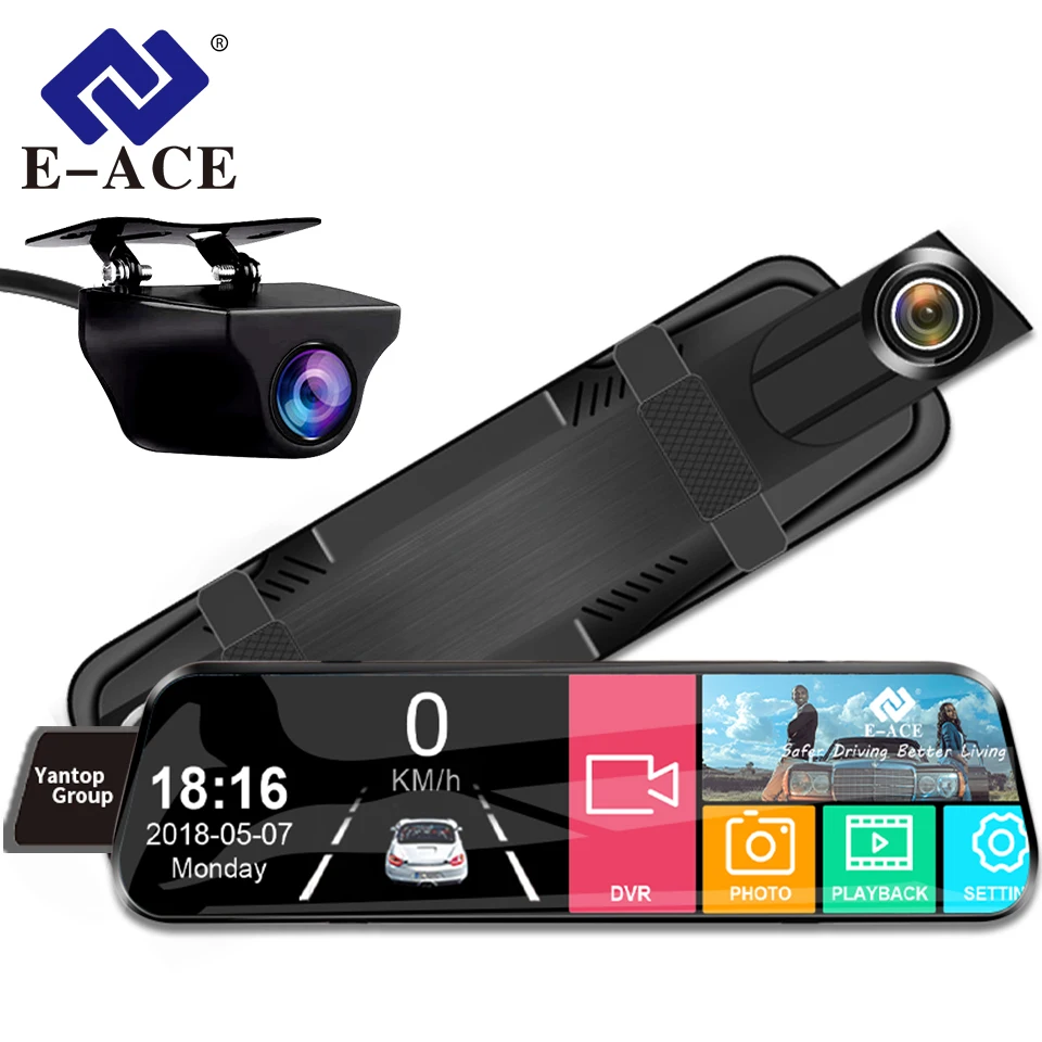 Dashcam Touch 24H Parking Dual Lens Front And Rear View Dash Cam Car Dvr Mirror Camera Video Recorder Black Box Smart Systems