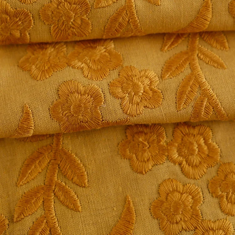 Flower Embroidered Thick Cotton Linen Fabric for DIY Sofa Pillows Home Decoration Fabric dress, tops, tabletop, pillowcase