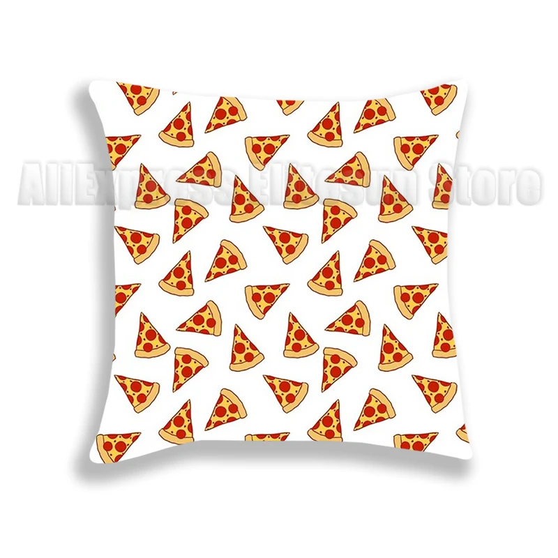 Funda de almohada de palomitas de maíz y Pizza, funda decorativa para cojín de sofá, funda de almohada para cama con piruleta de Kiwi, decoración