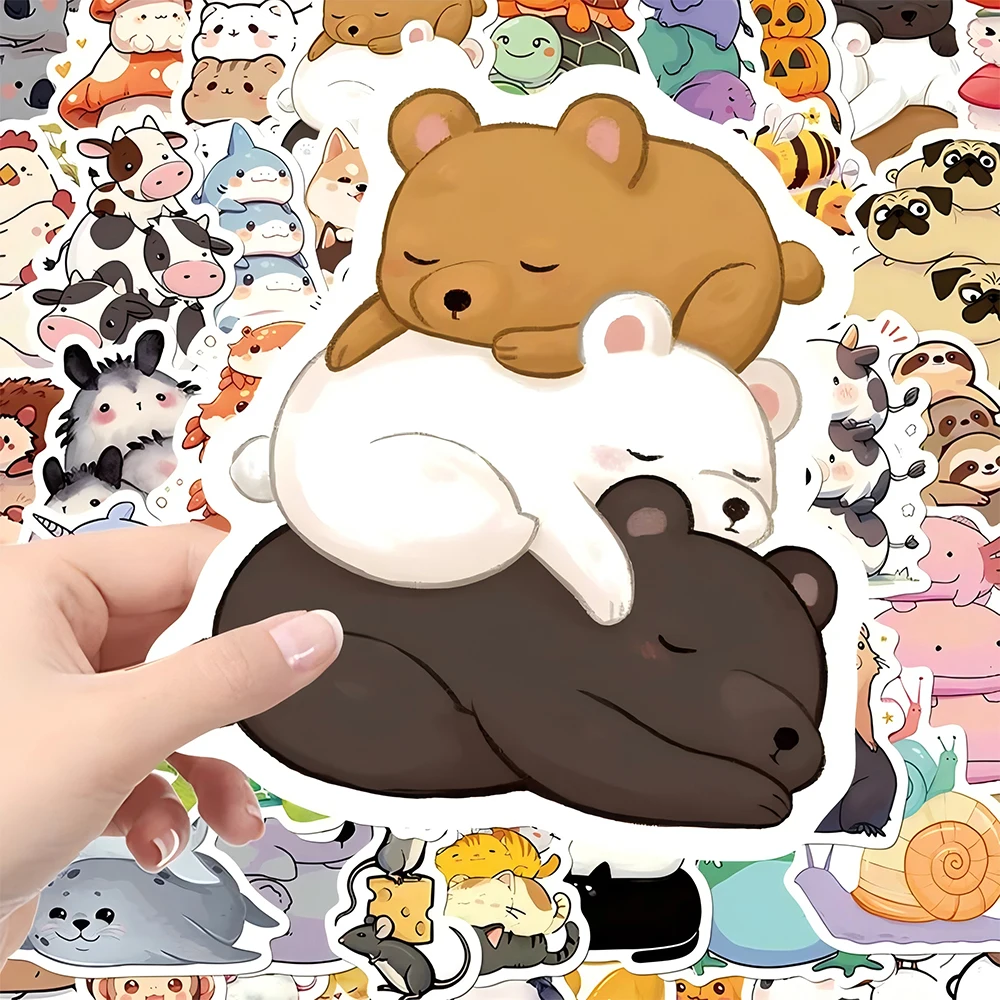 

10/30/50pcs Cute Animal Family Cartoon Creative Stickers Waterproof DIY Suitcase Motorcycle Phone Decoration Sticker Fun for Toy