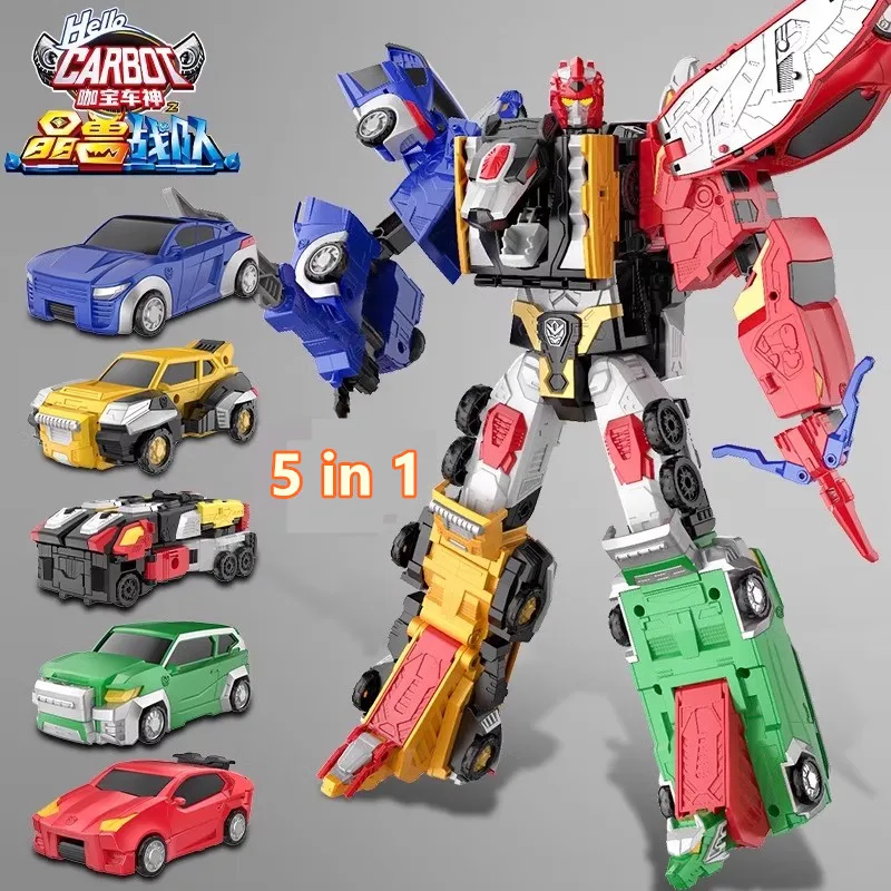 5 in 1 Hello Carbot SAFARI SAVER Transform Combined Robot Action Figures Toys Crystal Beast Team Deformation Model Car