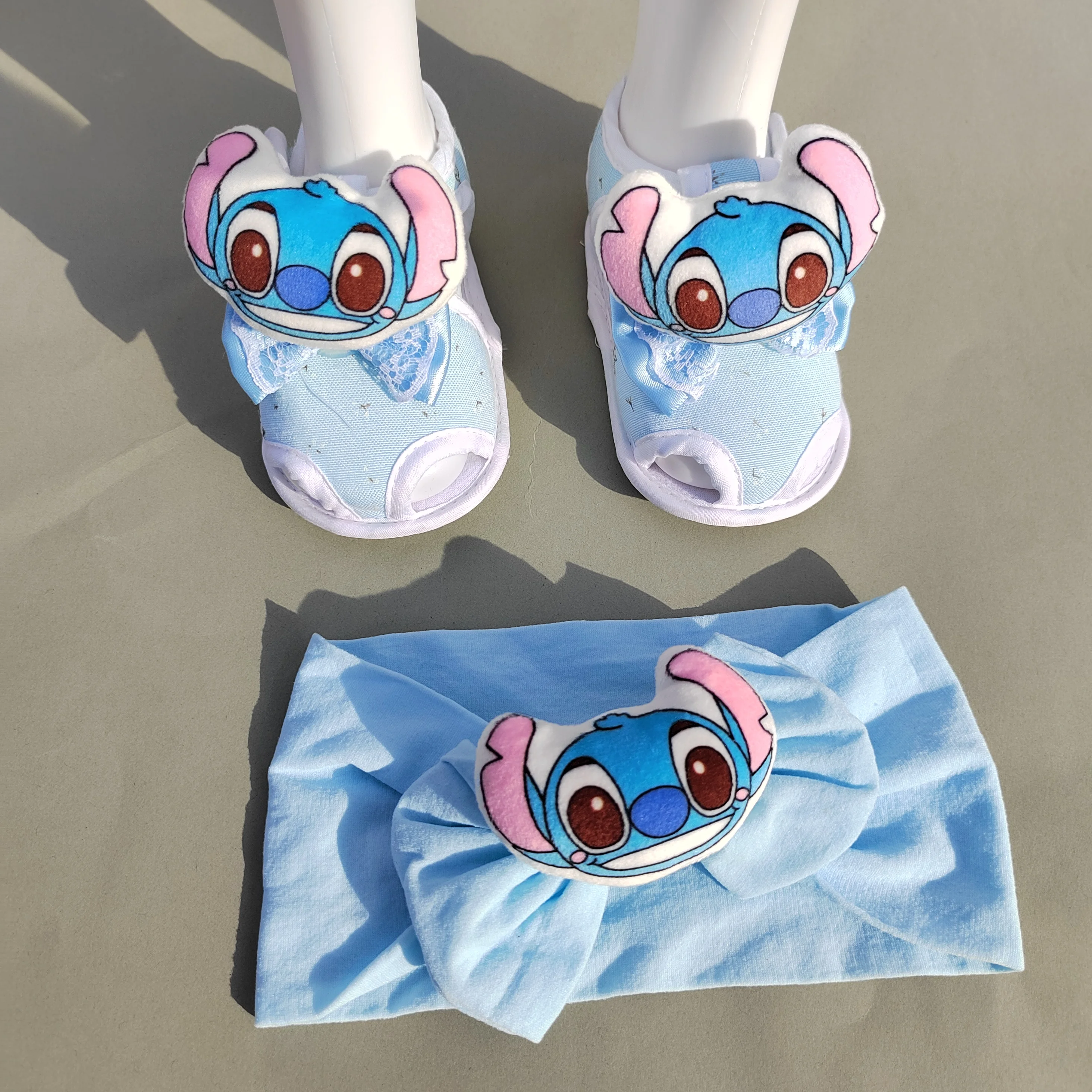 Disney cartoon shape Stitch silicone fake clip and baby pacifier headband shoes Blue baby shower birthday gift chupetes0-8M