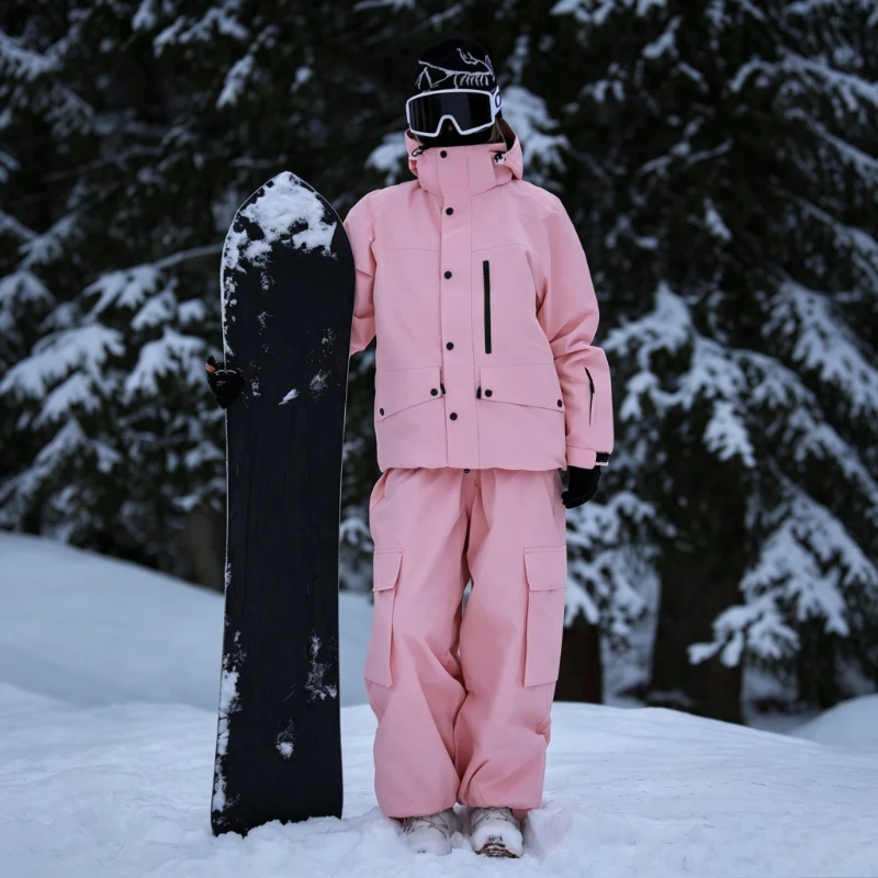 Unisex Ski Suit Set Men Women Winter Hooded Ski Jacket Pants Waterproof Windproof Warm Breathable Multi Color Snow Wear Sport