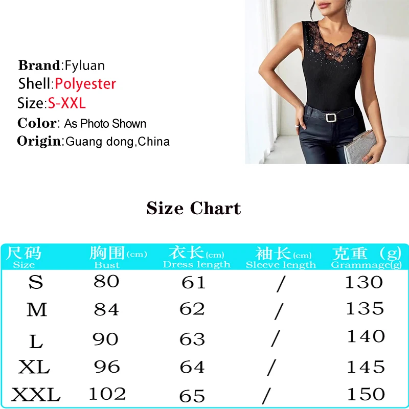 الصيف الأسود المرأة فيستدوس الدانتيل الربط الساخن الراين الديكور الإناث ضيق المناسب أعلى مثير أكمام الحمالة اليومية #5