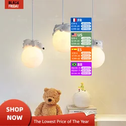 Lampes suspendues d'animaux de dessin animé pour enfants, lumière de face moderne à LED, éclairage créatif pour chambre de bébé, chambre d'enfant, chevet, décoration d'intérieur