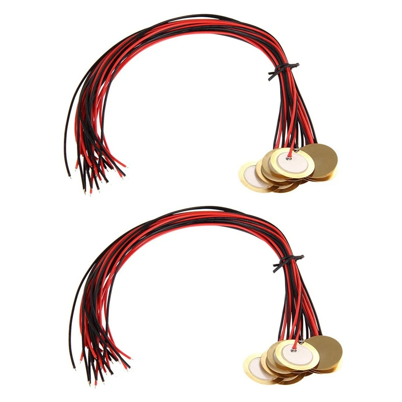 24Pcs 27Mm Piezo Discs With Leads Mic Drum Trigger Acoustic Pickup CBG Guitar