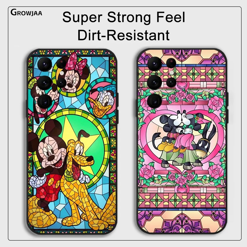  Mickey Mouse Stained Glass Phone Case for Samsung Galaxy S24 Ultra S22 S23 Ultra S21 S20 Protective Silicone Funda