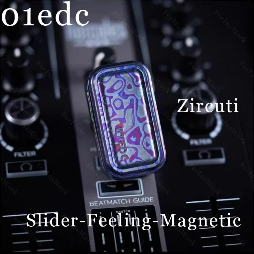 01EDC Mokume Zircuti Slider Feeling Magnetic Metal Fidget Slider Anxiety And Stress Relief Hand Spinner