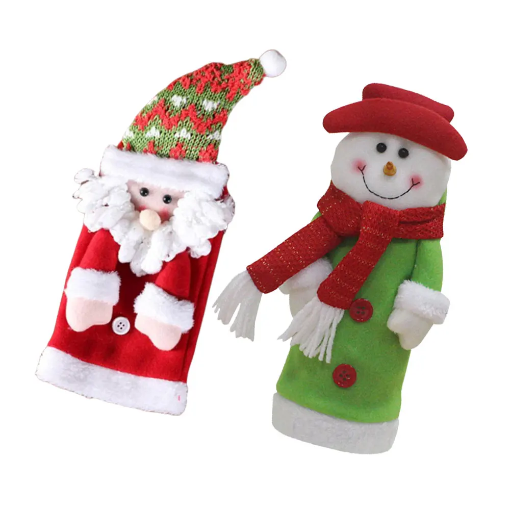 

2Pcs Christmas Bottle Cover Set Decorative Reusable Bright Home Hotel Carnival Celebration Gift