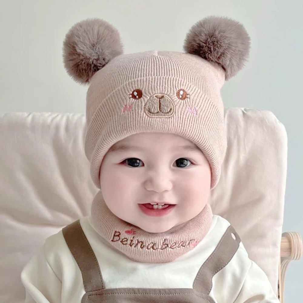 

Baby Hat Scarf Set Autumn Winter Cute Infant Beanies Baby Wool Hat Boys Girls Knitted Newborn Warm Hats For Kids 3-18 Month