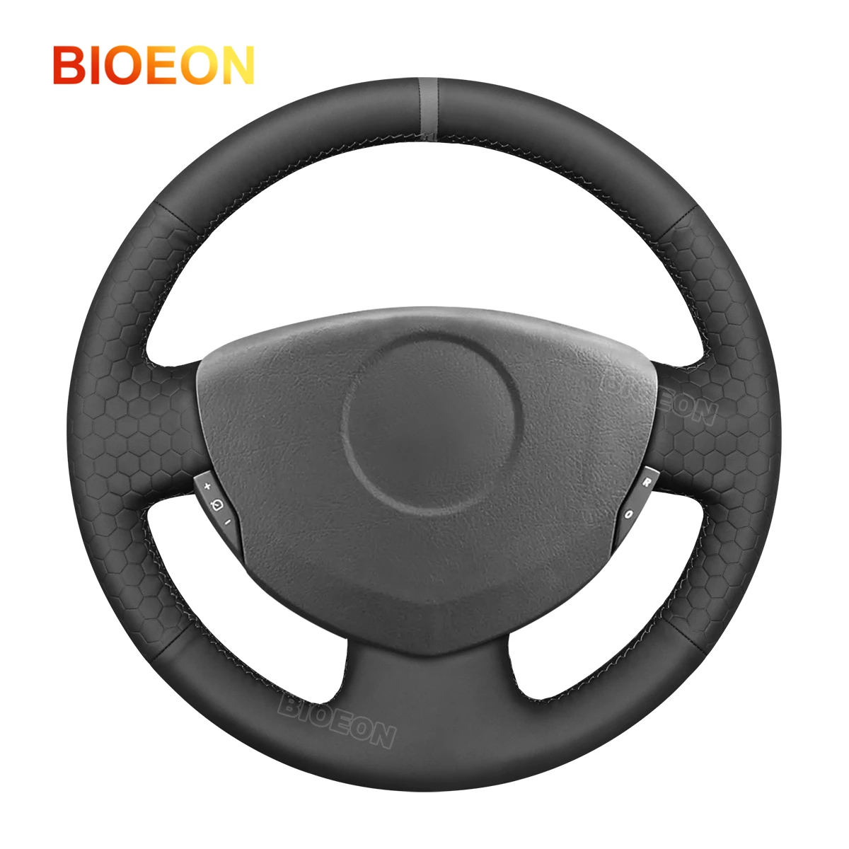 Bioeon Black Hive Leathe Car Steering Wheel Cover for Renault Clio 2 2001-2008 / Twingo 2 2007-2014