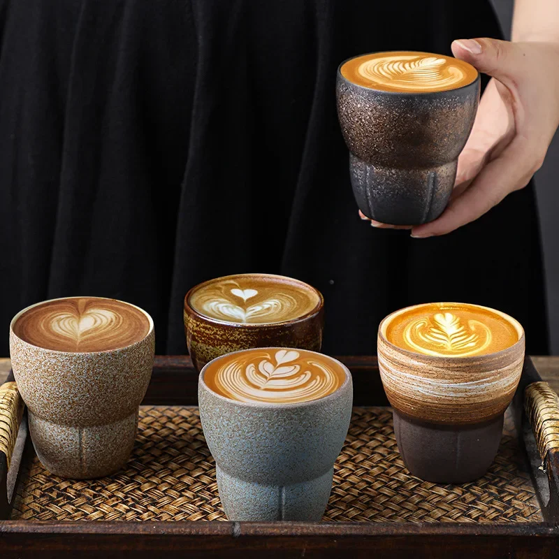 Japanese Coarse Pottery Espresso Cup Retro Ceramic Kung Fu Tea Owner Sample Office Household Water