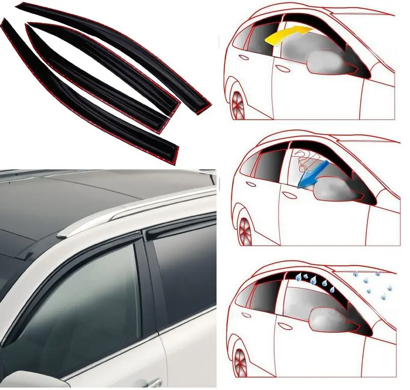 Car Window Accessories VW Polo 2002 2003 2004 2005 2006 2007 2008 Window Deflectors On Rain Guard Visor Awnings Modified Design