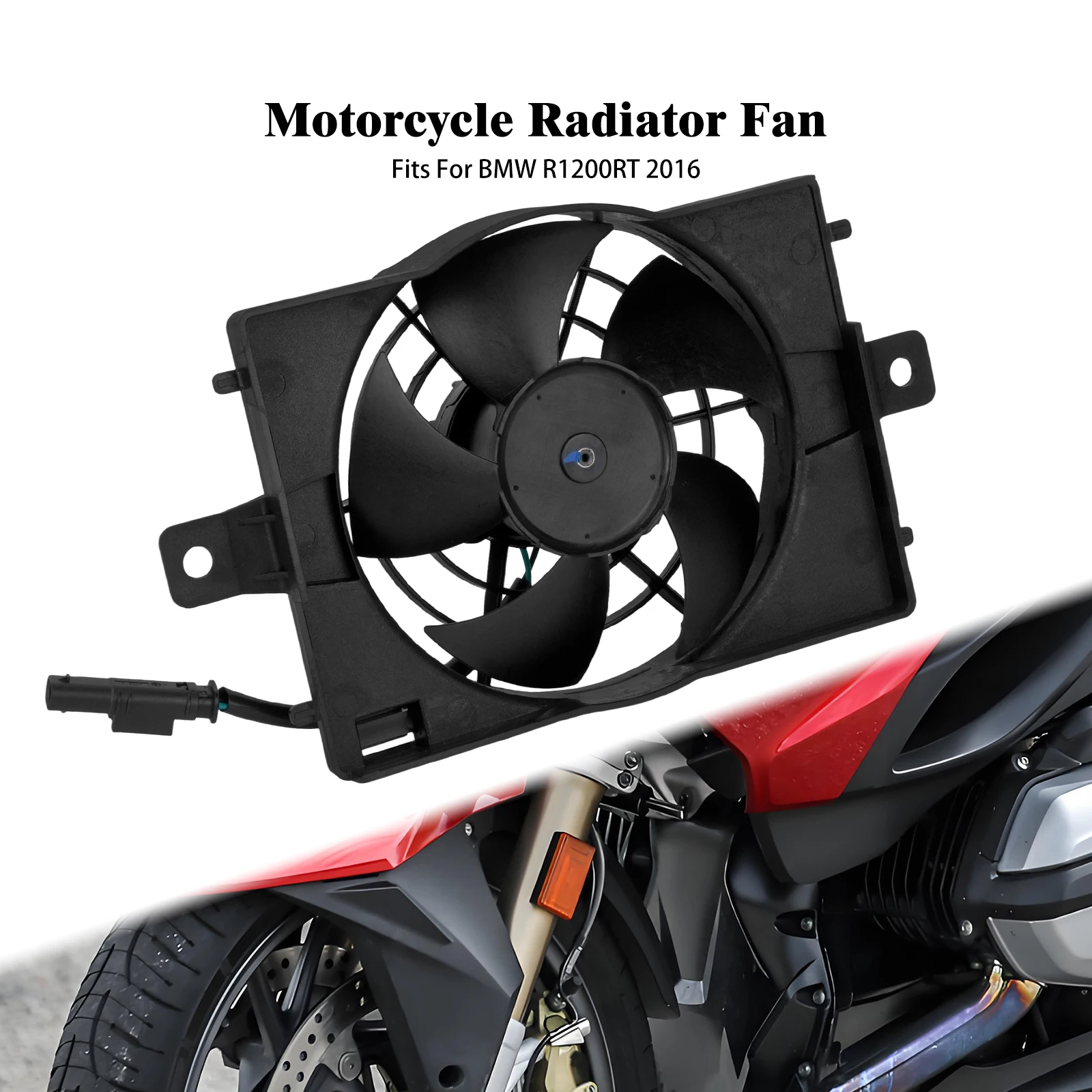 

Motorcycle Radiator Fan Engine Cooler Black Plastic Cooling Fan Assembly Water Tank CoolFlow Fan For BMW R1200 RT R1200RT 2016