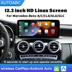 Ricevitore radio multimediale touch screen wireless Carplay/Android Auto da 12,3 pollici per Mercedes Benz NTG5.0 GLA CLA GLC HD 1920 * 720