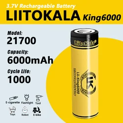 Liitokala-高出力家電用充電式バッテリー、3.7v、1C放電、6000、21700、1-40pcs、king6000