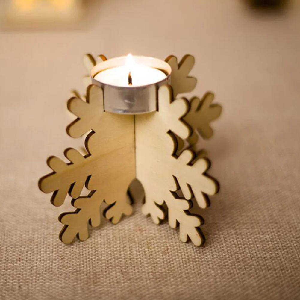 

12Pcs Snowflake Shape Wooden Stand Creative Desktop Adornment for Indoor Outdoor Holiday Decor Festive Tabletop Accent