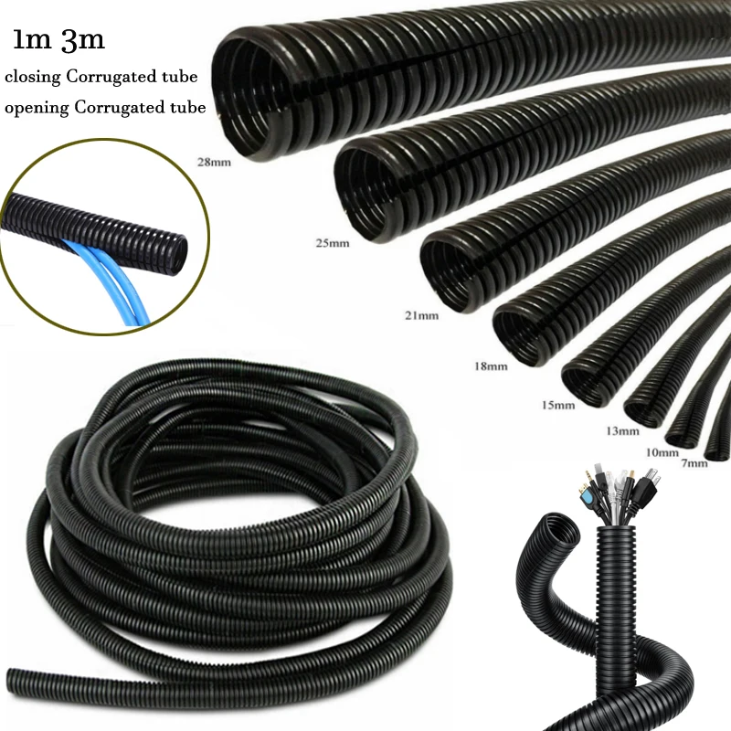 

3/1m Insulation Corrugated tube pipe nylon wire harness casing Cable Sleeves cord duct cover auto car Mechanical line protecter
