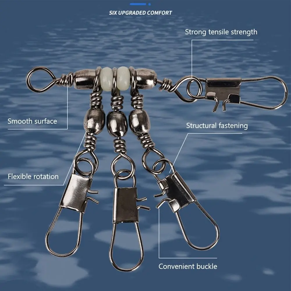 10 قطعة 3-Way الصيد المفاجئة موصل مع دبوس الصلبة حلقة تحمل برميل وصلة دوّارة لصيد الأسماك دائم الفولاذ المقاوم للصدأ الثقيلة الكرة