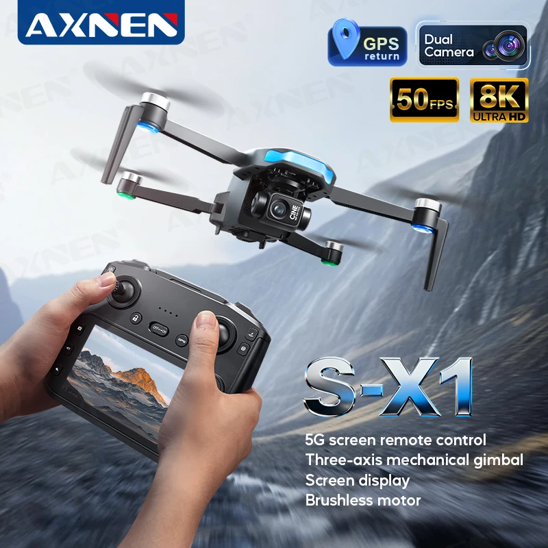 New S-X1 MAX GPS Drone Professional 8K Camera 3-axis gimbal Aerial FPV Brushless with Large Screen Remote Control Folding Dron