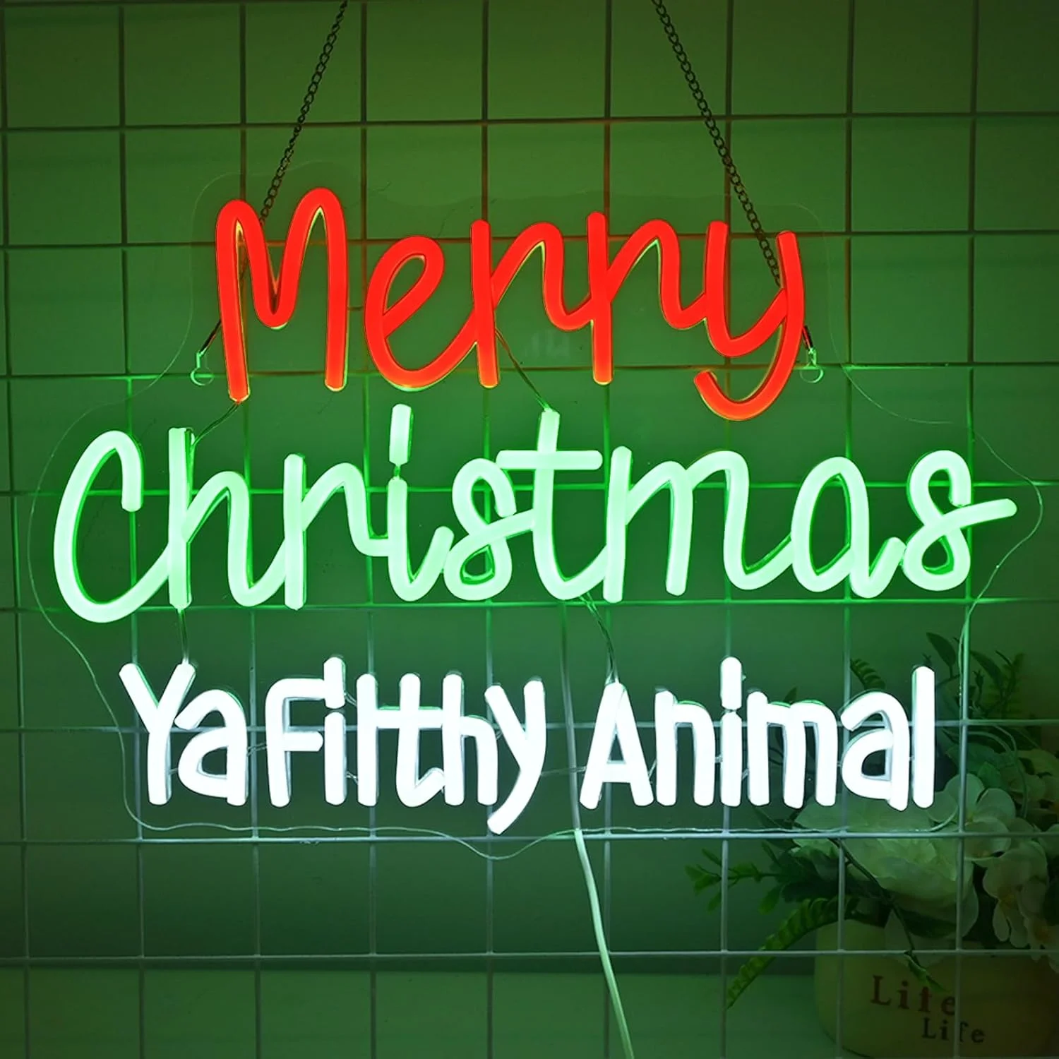 

Merry Christmas Ya filthy Animal Neon Sign Dimmable Room Decoration Led Light For Living Room Home Party Bar Christmas Lamp