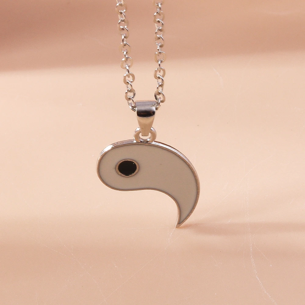 Aihua Heißer Verkauf Emaille Yin Yang Tai Chi Halskette für Frauen Männer Geburtstag Geschenk BFF Beste Freunde Paar Passenden Anhänger Halskette – Detail 12