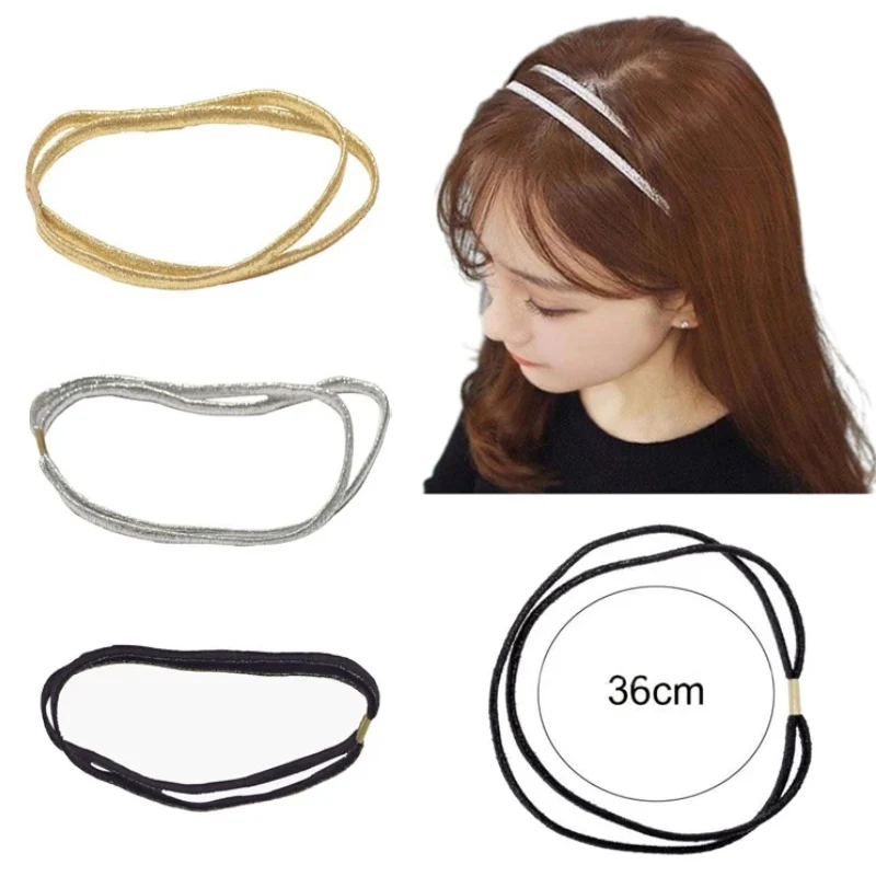 

ncmama 3Pcs/lot Women Glitter Elastic Headband High Quality Bling Double Hairband For Girls Headband Hair Hoop Hair Accessories