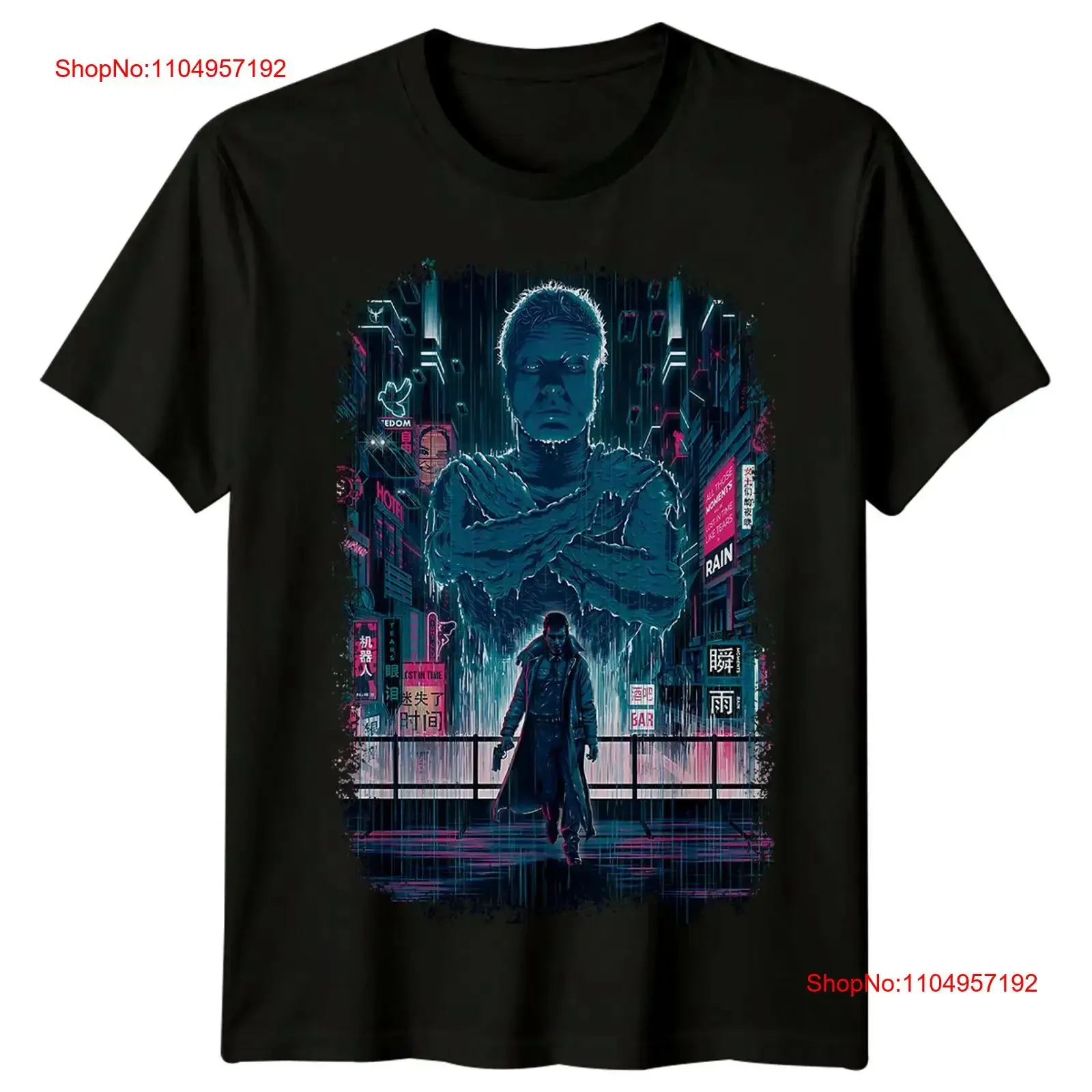 بليد رانر 1982 ملصق الفيلم مستوحى من تي شيرت ريترو فيلم عتيق مغسول ناعم أنيق مصمم جرافيك ملابس ممتدة