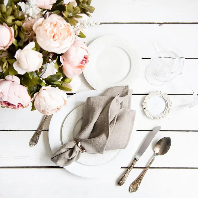 

6 Pieces Linen Napkin White Napkins Table Dinner Napkins for Wedding Party 6 Size Available