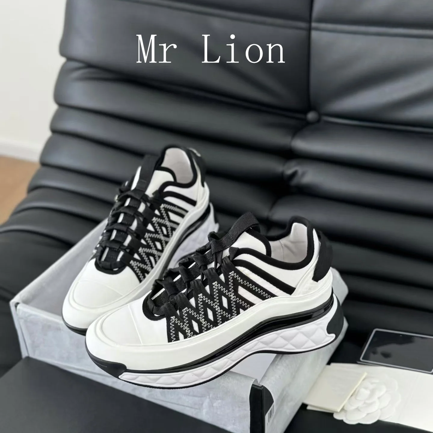 New Women's Casual Fashion Sneakers Patchwork Stripe Thick Bottom Non-slip Breathable Running Shoes Elastic Fabric Comfortable