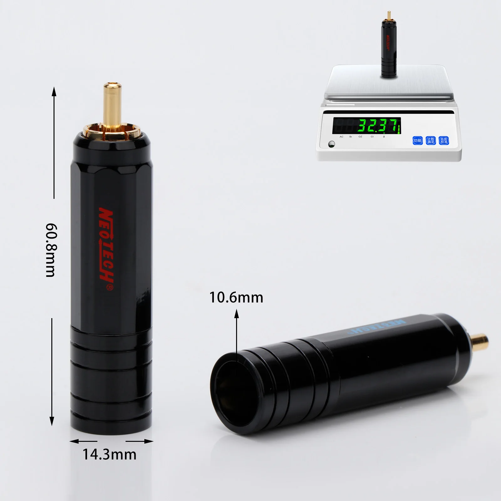 R1742 High HI-End Gold Plated RCA Plug, Lock Collect Solder A/V RCA Connector, HIFI DIY Cable Diameter RCA Jack Connector