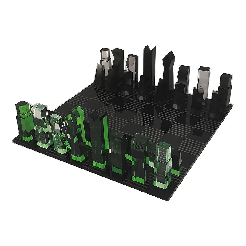 Modern Abstract Acrylic Chess Set, Non-Traditional Design Chess Pieces