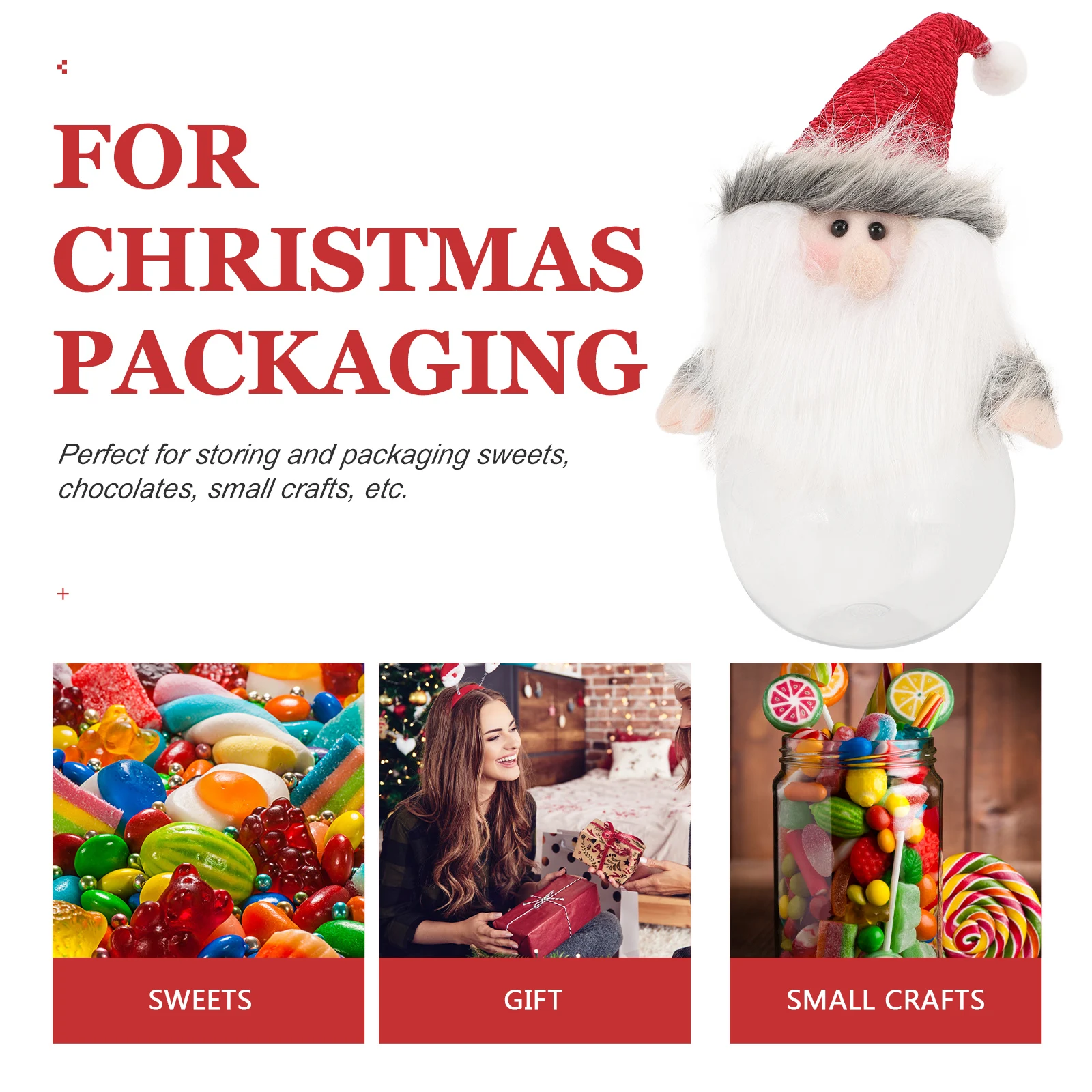 

Christmas C y Jar Storage Box Plastic Xmas Theme Case Adorable Container Party Favor Treats Bottle Portable Christmas Elements