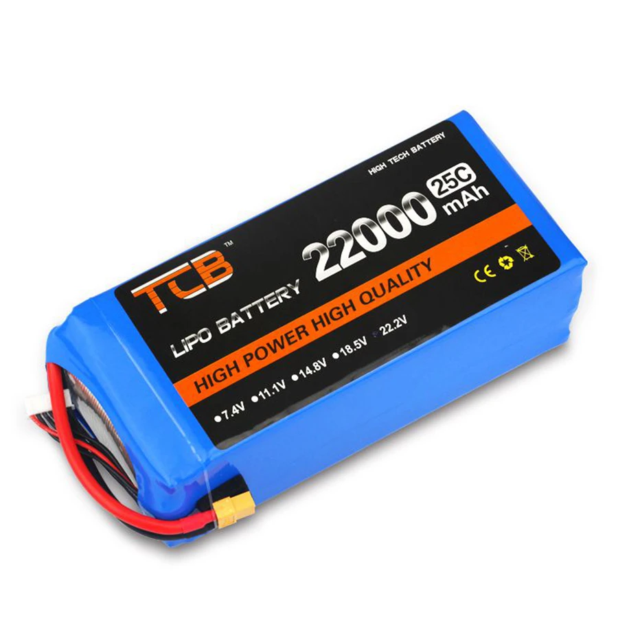 2S 3S 4S 5S 6S 7S 8S 22000mAh 25C Large Capacity High Rate Model UAV Rechargeable Lithium Cattery Pack