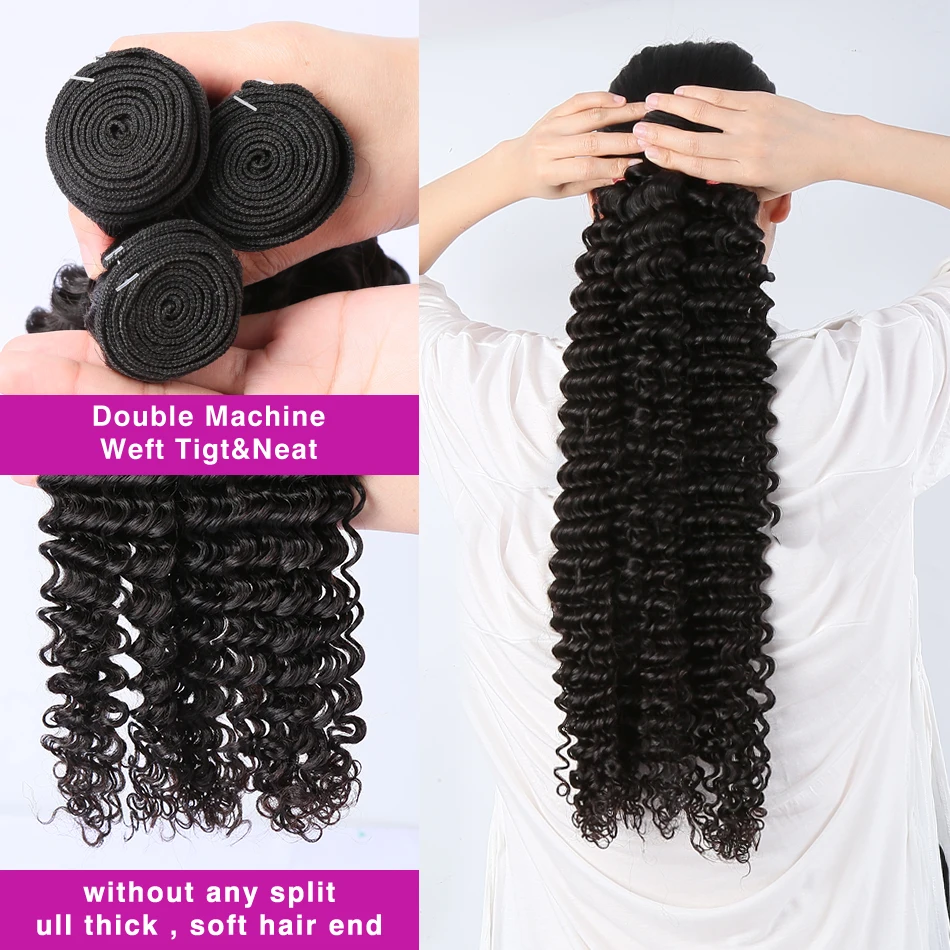 30 32 40 Inch Curly Human Hair Bundles Remy Hair Loose Deep Wave Remy Hair Weave Bundle Raw Virgin Hair Extensions Brazilian